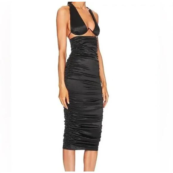 Michael Costello x Revolve Marta Midi Dress In Black Women's Size L - Picture 2 of 9